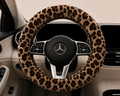 Leopard Plush Faux Fur Steering Wheel Cover