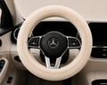 Bone Cream Plush Faux Fur Steering Wheel Cover